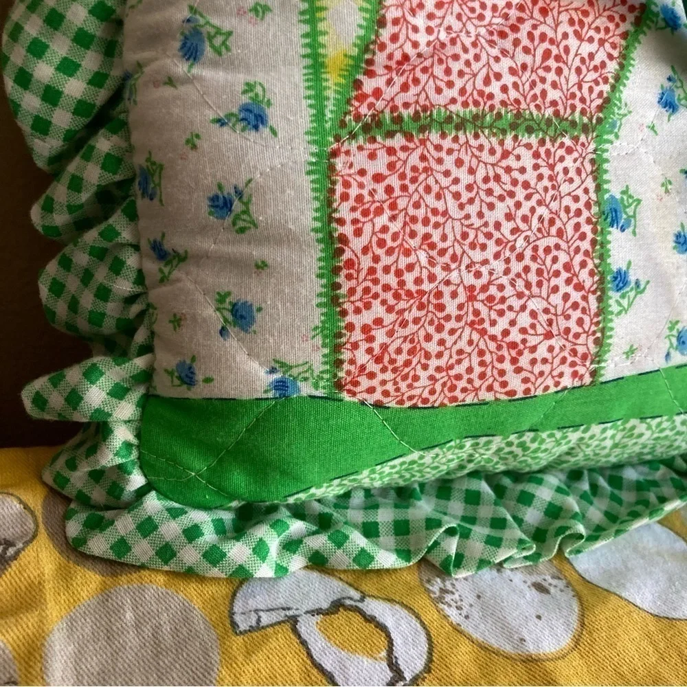Vintage colorful gingham kids decorative pillow